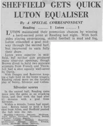 Match Report: Reading vs Luton Town FC (12th Mar 1969)