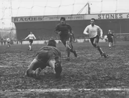 Laurie Sheffield waits for goalkeeper slip-up