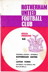 Programme: Rotherham United vs Luton Town FC (15th Mar 1969)