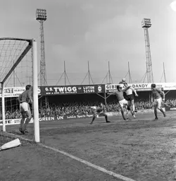 Laurie Sheffield wins the ball in the air this time