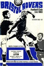 Programme: Bristol Rovers vs Luton Town FC (31st Mar 1969)