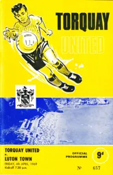 Programme: Torquay United vs Luton Town FC (4th Apr 1969)