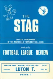 Programme: Mansfield Town vs Luton Town FC (7th Apr 1969)