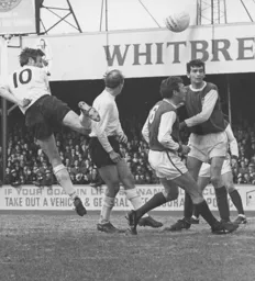 Mike Keen sees his header go over the bar