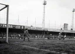 Brian Lewis connects with a volley but no goal on this occasion