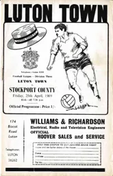Programme: Luton Town FC vs Stockport County (25th Apr 1969)