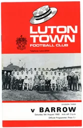 Programme: Luton Town FC vs Barrow (9th Aug 1969)