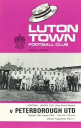 Programme: Luton Town FC vs Peterborough United (19th Aug 1969)