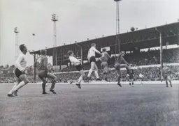 Terry Branston heads for goal