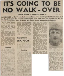Match Report: Luton Town FC vs Halifax Town (26th Aug 1969)