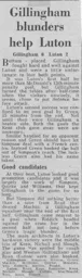 Match Report: Gillingham vs Luton Town FC (30th Aug 1969)