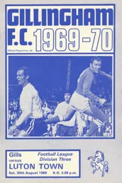 Programme: Gillingham vs Luton Town FC (30th Aug 1969)