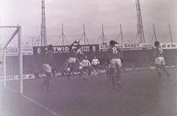 Terry Branston up with the keeper