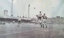 Matt Tees, on his home debut, shows his heading prowess