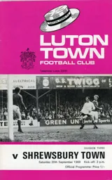 Programme: Luton Town FC vs Shrewsbury Town (20th Sep 1969)