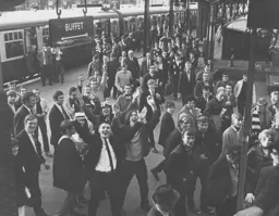 Town supporters arrive at Sheffield on the first chartered special train