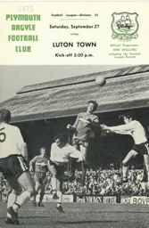 Programme: Plymouth Argyle vs Luton Town FC (27th Sep 1969)