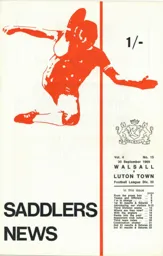 Programme: Walsall vs Luton Town FC (30th Sep 1969)
