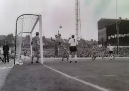 Malcolm Macdonald beaten to the ball by the County keeper