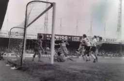 Chris Nicholl opens the scoring with his first goal for Luton