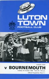 Programme: Luton Town FC vs Bournemouth (7th Oct 1969)