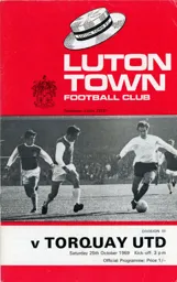 Programme: Luton Town FC vs Torquay United (25th Oct 1969)