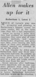 Match Report: Rotherham United vs Luton Town FC (1st Nov 1969)