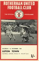 Programme: Rotherham United vs Luton Town FC (1st Nov 1969)