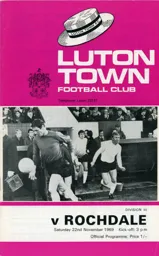 Programme: Luton Town FC vs Rochdale (22nd Nov 1969)