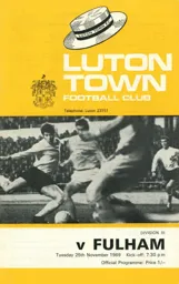 Programme: Luton Town FC vs Fulham (25th Nov 1969)
