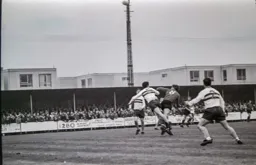 Malcolm Macdonald heads for the floodlight rather than the goal
