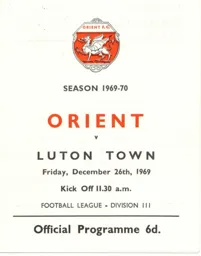 Programme: Orient vs Luton Town FC (26th Dec 1969)