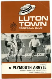 Programme: Luton Town FC vs Plymouth Argyle (17th Jan 1970)