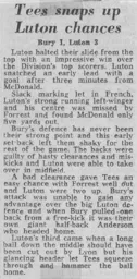 Match Report: Bury vs Luton Town FC (24th Jan 1970)