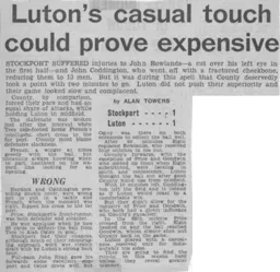 Match Report: Stockport County vs Luton Town FC (31st Jan 1970)