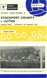 Programme: Stockport County vs Luton Town FC (31st Jan 1970)