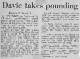 Match Report: Barrow vs Luton Town FC (14th Feb 1970)
