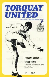 Programme: Torquay United vs Luton Town FC (21st Feb 1970)