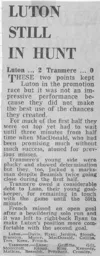 Match Report: Luton Town FC vs Tranmere Rovers (3rd Mar 1970)