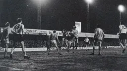 Terry Branston heads for goal