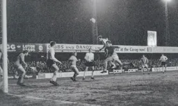 Matt Tees above the defence