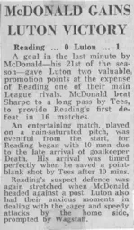 Match Report: Reading vs Luton Town FC (11th Mar 1970)