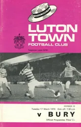 Programme: Luton Town FC vs Bury (17th Mar 1970)