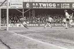 Alan Slough cannot get the ball past the keeper
