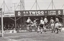 Town forward line looking for the ball