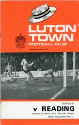Programme: Luton Town FC vs Reading (28th Mar 1970)