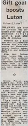 Match Report: Fulham vs Luton Town FC (8th Apr 1970)