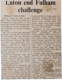 Match Report: Fulham vs Luton Town FC (8th Apr 1970)
