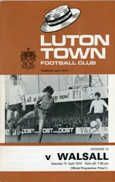 Programme: Luton Town FC vs Walsall (11th Apr 1970)