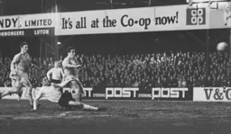 Viv Busby nets the goal that virtually assures promotion